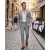 WULFUL Men’s Slim Fit 2 Piece Suit, One Button Solid Blazer Business Party Jacket Pants Set(Grey)