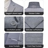 WULFUL Men’s Slim Fit 2 Piece Suit, One Button Solid Blazer Business Party Jacket Pants Set(Grey)