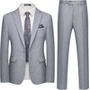 WULFUL Men’s Slim Fit 2 Piece Suit, One Button Solid Blazer Business Party Jacket Pants Set(Grey)