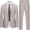WULFUL Men’s Slim Fit 2 Piece Suit, One Button Solid Blazer Business Party Jacket Pants Set(Khaki)