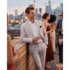 WULFUL Men’s Slim Fit 2 Piece Suit, One Button Solid Blazer Business Party Jacket Pants Set(Khaki)