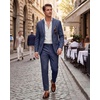 WULFUL Men’s Slim Fit 2 Piece Suit, One Button Solid Blazer Business Party Jacket Pants Set(Navy)