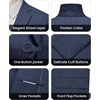 WULFUL Men’s Slim Fit 2 Piece Suit, One Button Solid Blazer Business Party Jacket Pants Set(Navy)