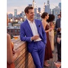 WULFUL Men’s Slim Fit 2 Piece Suit, One Button Solid Blazer Business Party Jacket Pants Set(Royal Blue)