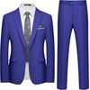 WULFUL Men’s Slim Fit 2 Piece Suit, One Button Solid Blazer Business Party Jacket Pants Set(Royal Blue)