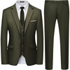 WULFUL Men’s 3 Piece Slim Fit Suit Set Two Button Blazer Jacket Vest Pants Tuxedo Set for Party, Wedding and Business Brown
