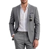 WULFUL Men’s Slim Fit 2 Piece Suit, One Button Solid Blazer Business Party Jacket Pants Set(Dark Grey)