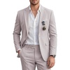 WULFUL Men’s Slim Fit 2 Piece Suit, One Button Solid Blazer Business Party Jacket Pants Set(Khaki)