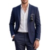 WULFUL Men’s Slim Fit 2 Piece Suit, One Button Solid Blazer Business Party Jacket Pants Set(Navy)