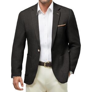 WULFUL Men’s Sport Coats Blazers Linen Cotton Blazer Regular Fit One Button Suit Jacket(Black)