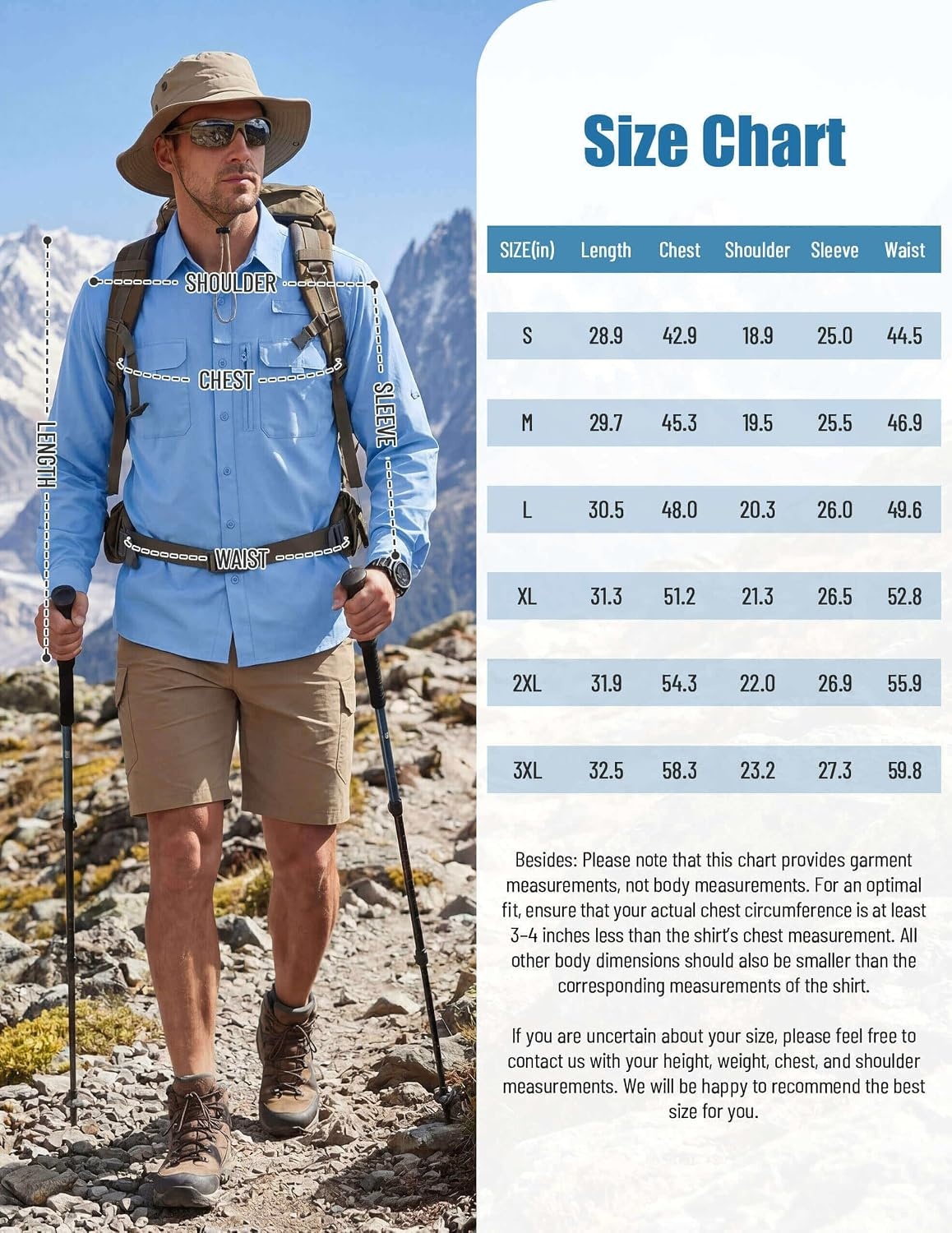 image:imageWULFUL Mens Sun Protection Fishing Shirts UPF 50 Lightweight Quick Dry Cooling Long Sleeve Shirts for Work Hiking SafariSky Blue
