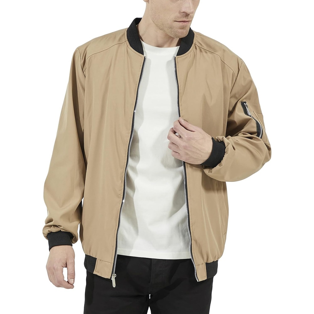 image:imageWULFUL Mens Lightweight Jackets Casual Windbreaker Stylish Light Golf Work Dress BusinessDark Khaki