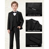 WULFUL Boys 5 Pieces Tuxedo Suit Set Kids Suits Shawl Collar Jacket Pant Vest Bow Tie for Wedding Ring Bearer Party Prom(Black)
