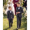 WULFUL Boys 5 Pieces Tuxedo Suit Set Kids Suits Shawl Collar Jacket Pant Vest Bow Tie for Wedding Ring Bearer Party Prom(Dark Grey)