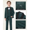 WULFUL Boys 5 Pieces Tuxedo Suit Set Kids Suits Shawl Collar Jacket Pant Vest Bow Tie for Wedding Ring Bearer Party Prom(Deep Green)