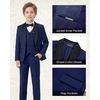 WULFUL Boys 5 Pieces Tuxedo Suit Set Kids Suits Shawl Collar Jacket Pant Vest Bow Tie for Wedding Ring Bearer Party Prom(Navy)