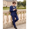 WULFUL Boys 5 Pieces Tuxedo Suit Set Kids Suits Shawl Collar Jacket Pant Vest Bow Tie for Wedding Ring Bearer Party Prom(Navy)