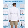 WULFUL Men’s Sun Protection Fishing Shirts UPF 50+ Lightweight Quick Dry Cooling Long Sleeve Shirts for Work Hiking Safari(Solid White)