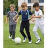 WULFUL 3 Pack Boys Sweatpants Fleece Athletic Workout Pants Boys Joggers with Zipper Pockets Size 4-20(Black/Light Grey/Navy)