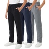 WULFUL 3 Pack Boys Sweatpants Fleece Athletic Workout Pants Boys Joggers with Zipper Pockets Size 4-20(Black/Dark Grey/Navy)