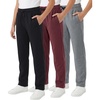 WULFUL 3 Pack Boys Sweatpants Fleece Athletic Workout Pants Boys Joggers with Zipper Pockets Size 4-20(Black/Dark Grey/Red)