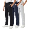 WULFUL 3 Pack Boys Sweatpants Fleece Athletic Workout Pants Boys Joggers with Zipper Pockets Size 4-20(Black/Light Grey/Navy)