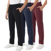 WULFUL 3 Pack Boys Sweatpants Fleece Athletic Workout Pants Boys Joggers with Zipper Pockets Size 4-20(Black/Navy/Red)