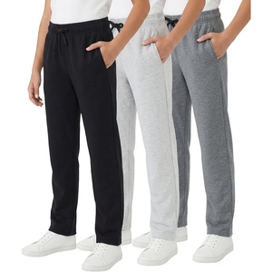 WULFUL 3 Pack Boys Sweatpants Fleece Athletic Workout Pants Boys Joggers with Zipper Pockets Size 4-20(Black/Dark Grey/Light Grey)