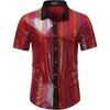 WULFUL Men’s Disco Shirt Sequins Short Sleeve Button Down Shirts 70s Party Costume Dress Shirts(Multicolor053)