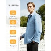 WULFUL Men’s Sun Protection Fishing Shirts UPF 50+ Lightweight Quick Dry Cooling Long Sleeve Shirts for Work Hiking Safari(Light Blue)