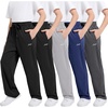 WULFUL 5 Pack Boys Athletic Pants – Moisture Wicking Mesh Joggers with Pockets, Comfortable Sweatpants for Kids Teens(Black black navy dark Grey light Grey)