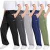 WULFUL 5 Pack Boys Athletic Pants – Moisture Wicking Mesh Joggers with Pockets, Comfortable Sweatpants for Kids Teens(Black dark Grey light Grey navy army Green)