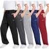 WULFUL 5 Pack Boys Athletic Pants – Moisture Wicking Mesh Joggers with Pockets, Comfortable Sweatpants for Kids Teens(Black dark Grey light Grey navy red)