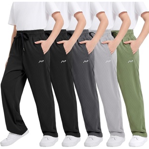 WULFUL 5 Pack Boys Athletic Pants – Moisture Wicking Mesh Joggers with Pockets, Comfortable Sweatpants for Kids Teens(Black black dark Grey light Grey army Green)