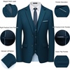 WULFUL Men’s 3 Piece Slim Fit Suit Set Two Button Blazer Jacket Vest Pants Tuxedo Set for Party, Wedding and Business Sea Blue
