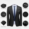 Men’s 2 Piece Slim Fit Suit Set One Button Blazer Solid Jacket Pants Tuxedo Set, Suits for Prom Party Wedding & Business(Black)