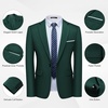 Men’s 2 Piece Slim Fit Suit Set One Button Blazer Solid Jacket Pants Tuxedo Set, Suits for Prom Party Wedding & Business(Blackish Green)