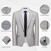 Men’s 2 Piece Slim Fit Suit Set One Button Blazer Solid Jacket Pants Tuxedo Set, Suits for Prom Party Wedding & Business(Light Gray)