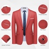 Men’s 2 Piece Slim Fit Suit Set One Button Blazer Solid Jacket Pants Tuxedo Set, Suits for Prom Party Wedding & Business(Red)