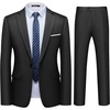 Men’s 2 Piece Slim Fit Suit Set One Button Blazer Solid Jacket Pants Tuxedo Set, Suits for Prom Party Wedding & Business(Black)