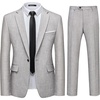 Men’s 2 Piece Slim Fit Suit Set One Button Blazer Solid Jacket Pants Tuxedo Set, Suits for Prom Party Wedding & Business(Light Gray)