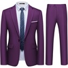 Men’s 2 Piece Slim Fit Suit Set One Button Blazer Solid Jacket Pants Tuxedo Set, Suits for Prom Party Wedding & Business(Purple)