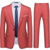 Men’s 2 Piece Slim Fit Suit Set One Button Blazer Solid Jacket Pants Tuxedo Set, Suits for Prom Party Wedding & Business(Red)