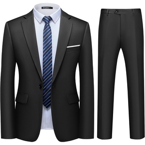Men’s 2 Piece Slim Fit Suit Set One Button Blazer Solid Jacket Pants Tuxedo Set, Suits for Prom Party Wedding & Business(Black)