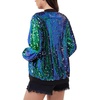 WULFUL Women’s Sequin Jackets Sparkly Glitter Long Sleeve Front Zip Bomber Blazers Party Costume(Blue-green)