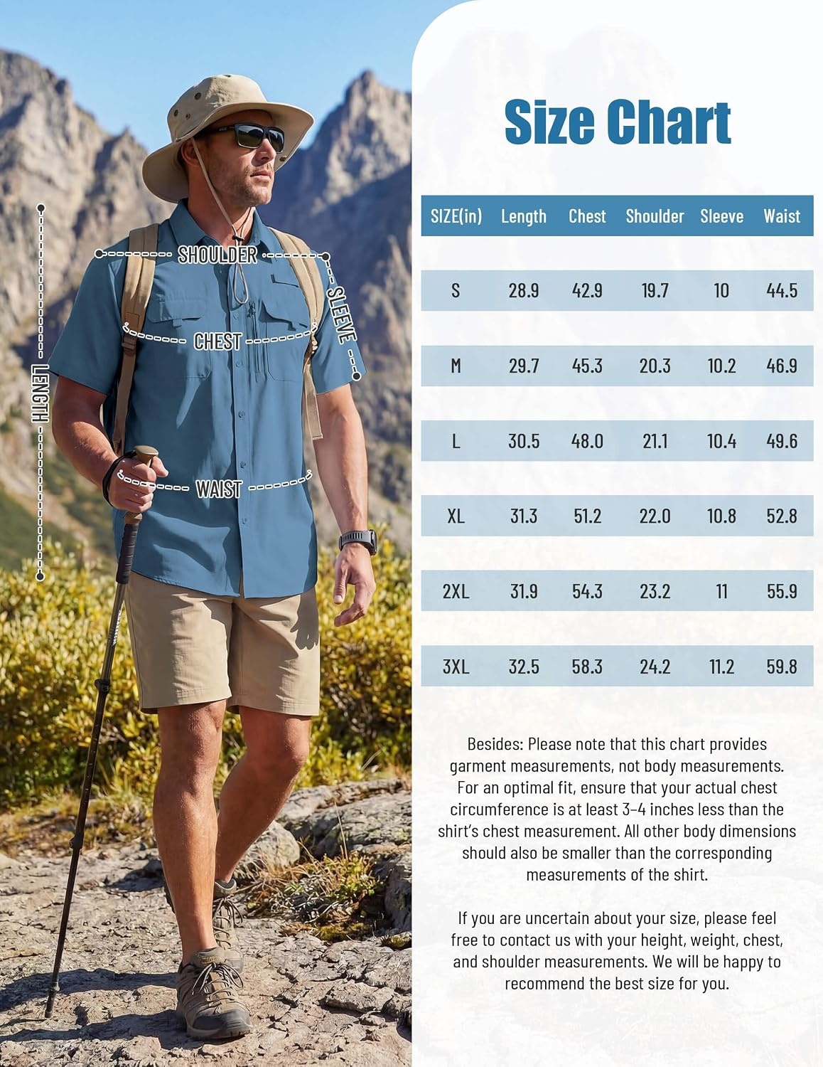 image:imageWULFUL Mens Sun Protection Fishing Shirts UPF 50 Lightweight Quick Dry Cooling Short Sleeve Shirts for Work Hiking SafariBluestone