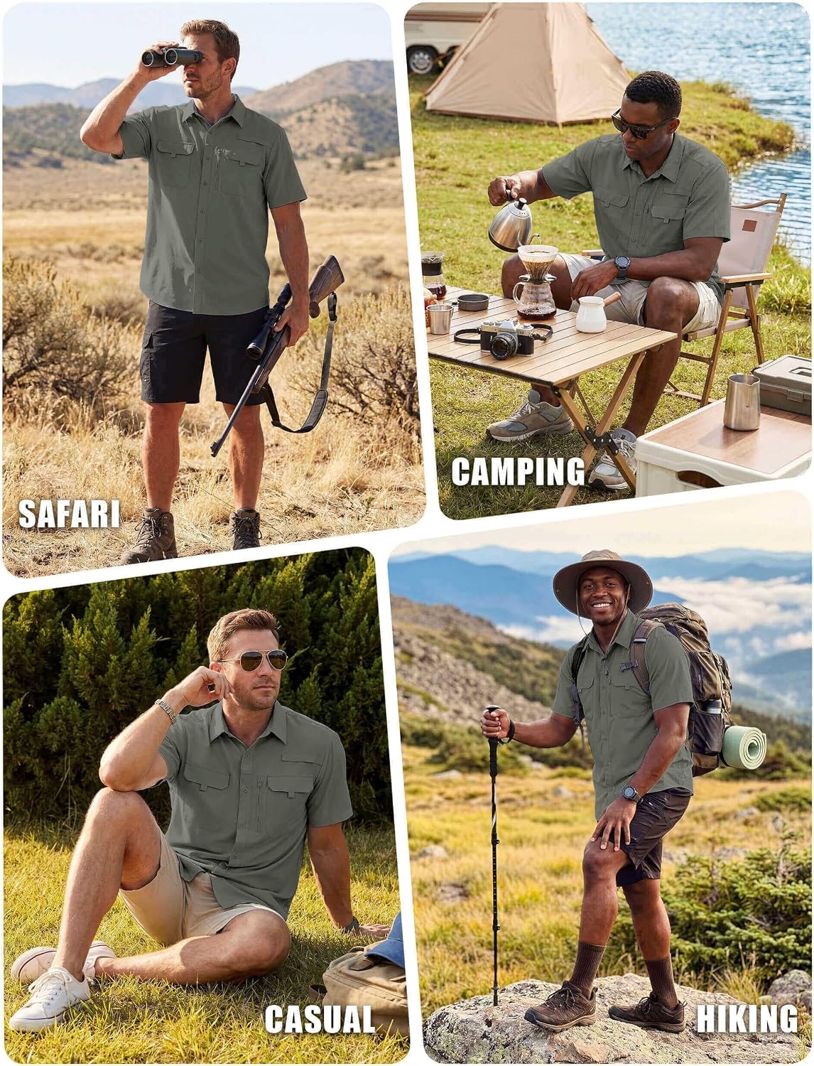 image:imageWULFUL Mens Sun Protection Fishing Shirts UPF 50 Lightweight Quick Dry Cooling Short Sleeve Shirts for Work Hiking SafariSolid Shadow Grey