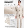 WULFUL Men’s Linen Suit 3 Piece Slim Fit Suits for Men One Button Prom Wedding Party Tuxedo Suit Set Blazer Jacket Pants(Beige)