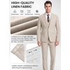 WULFUL Men’s Linen Suit 3 Piece Slim Fit Suits for Men One Button Prom Wedding Party Tuxedo Suit Set Blazer Jacket Pants(Beige-new)