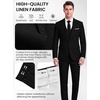 WULFUL Men’s Linen Suit 3 Piece Slim Fit Suits for Men One Button Prom Wedding Party Tuxedo Suit Set Blazer Jacket Pants(Black)